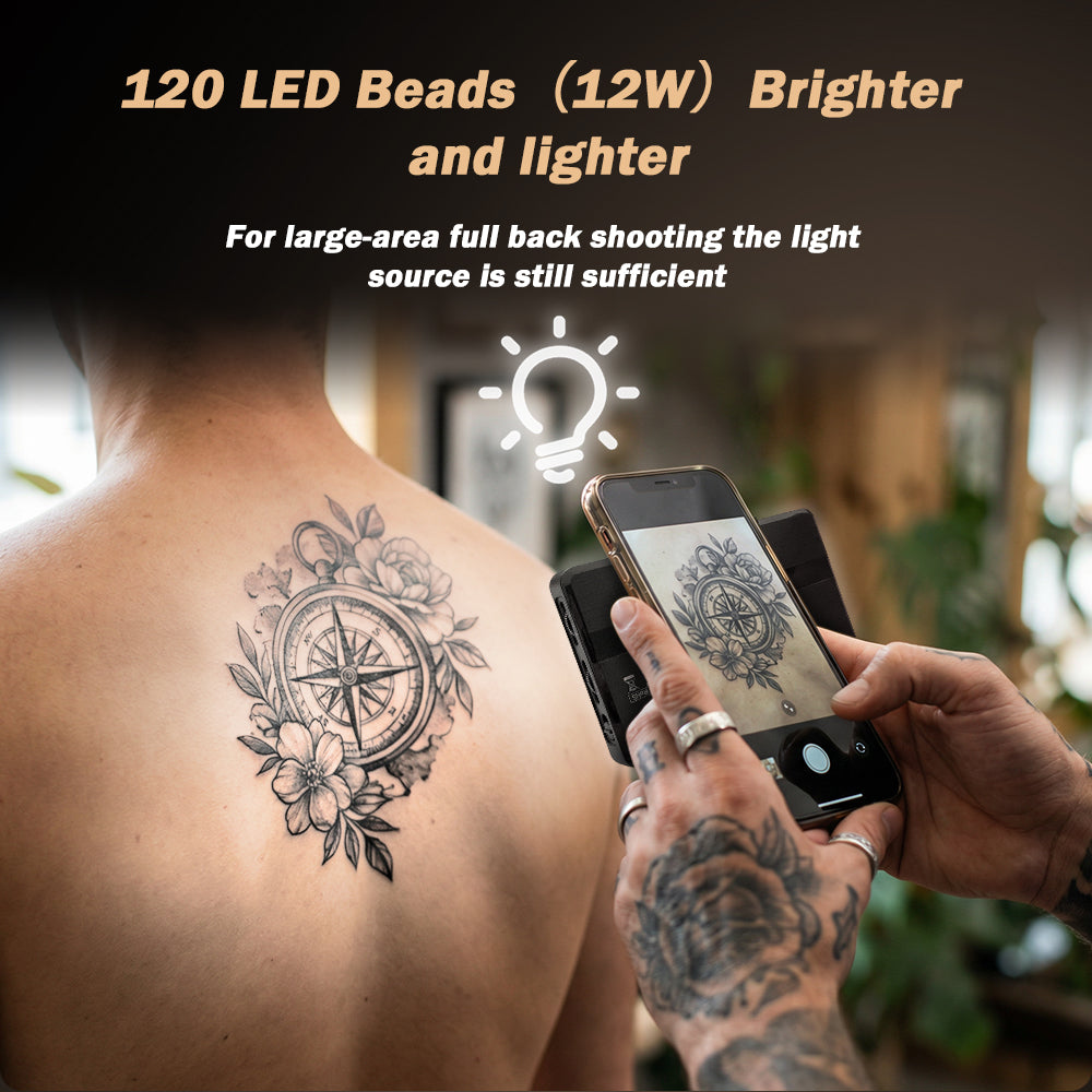 Professional Tattoo Photography Anti-3.0 Glare Kit 120 LED Beads（12W）Brighter and lighter