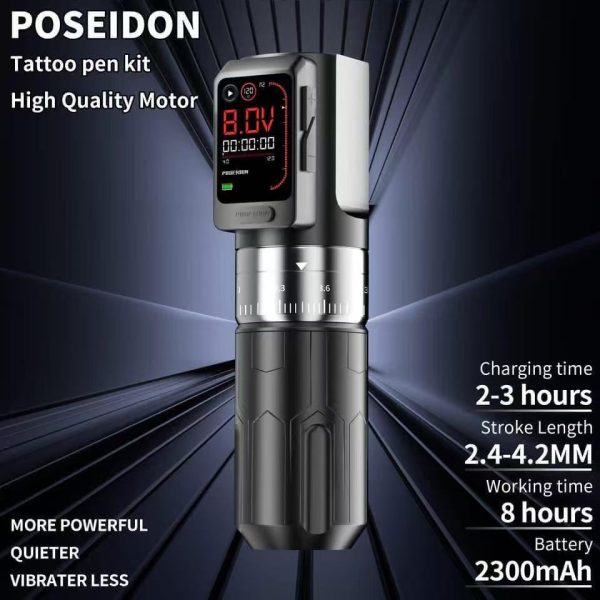 POSEIDON-S-LUXE DUAL POWER TATTOO PEN SET – WIRELESS FREEDOM MEETS WIRED PRECISION