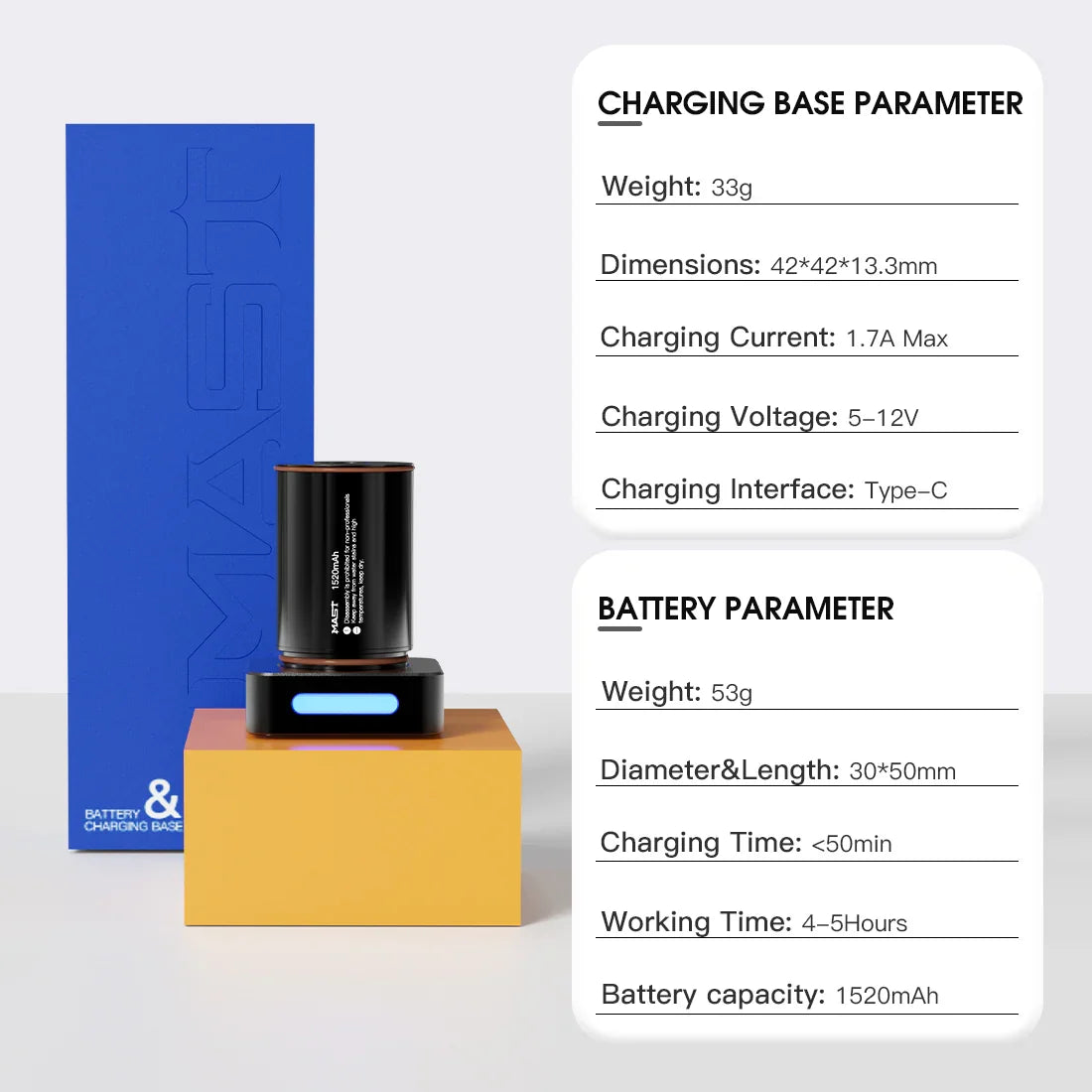 Original Battery&Charging Base for MAST Racer Pro Wireless Tattoo Pen Machine
