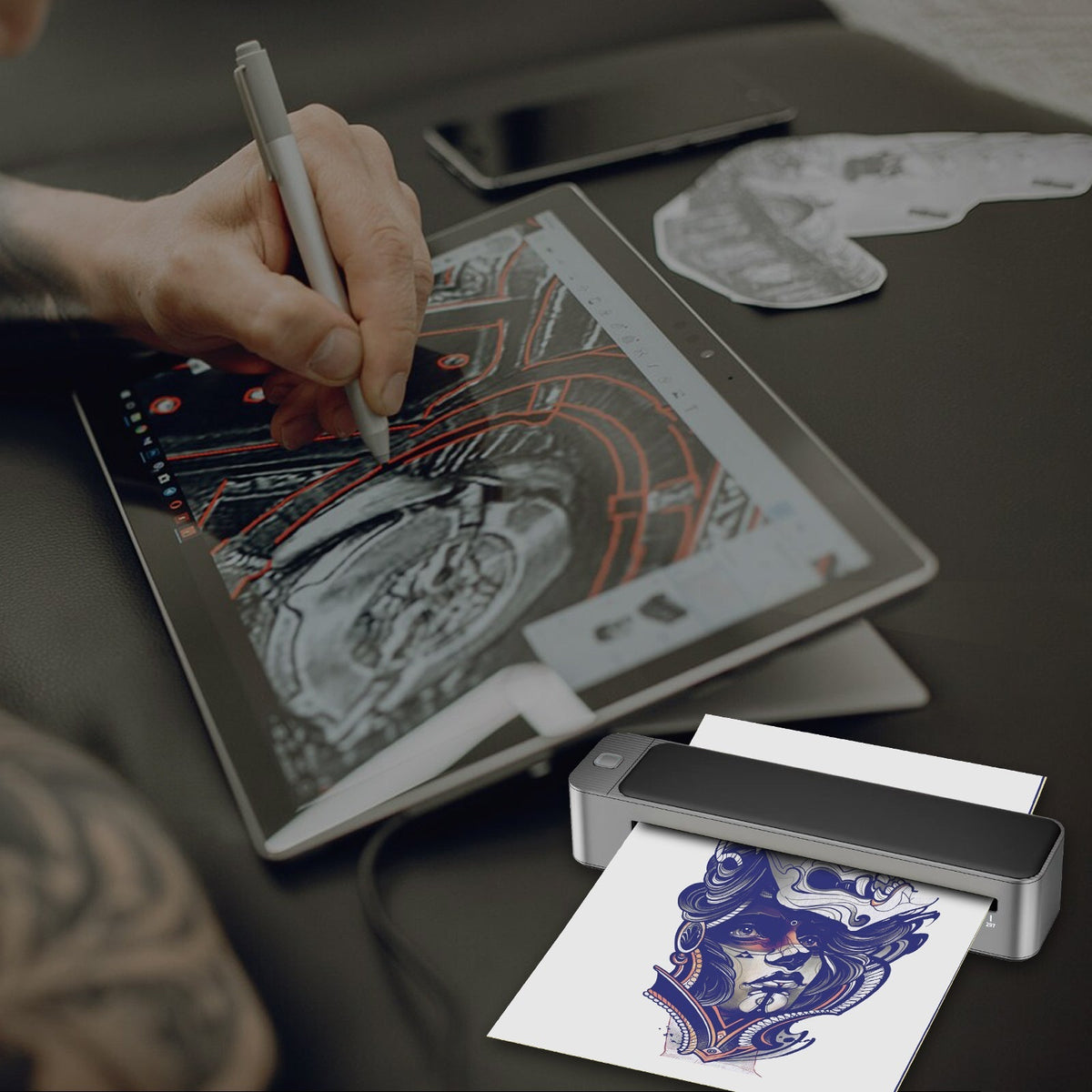 Upgraded A3 Bluetooth Tattoo Stencil Printer Portable Tattoo Transfer Machine for Large-Scale Tattoo Stencil