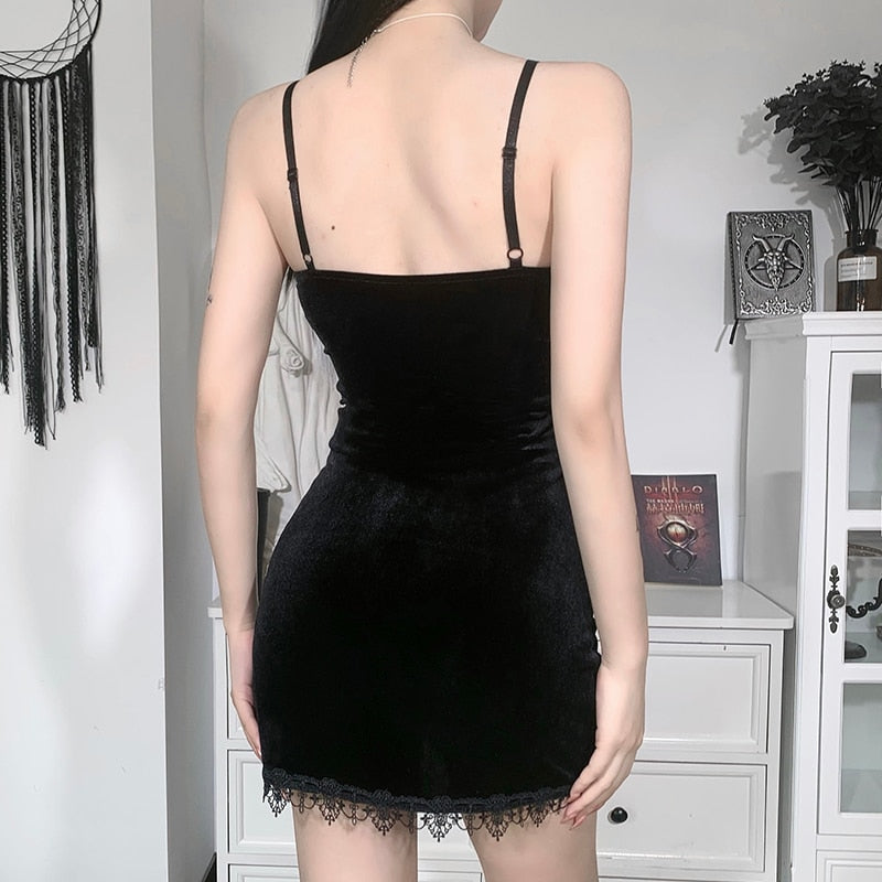 Gothic Dark Cross Black Mini Dress