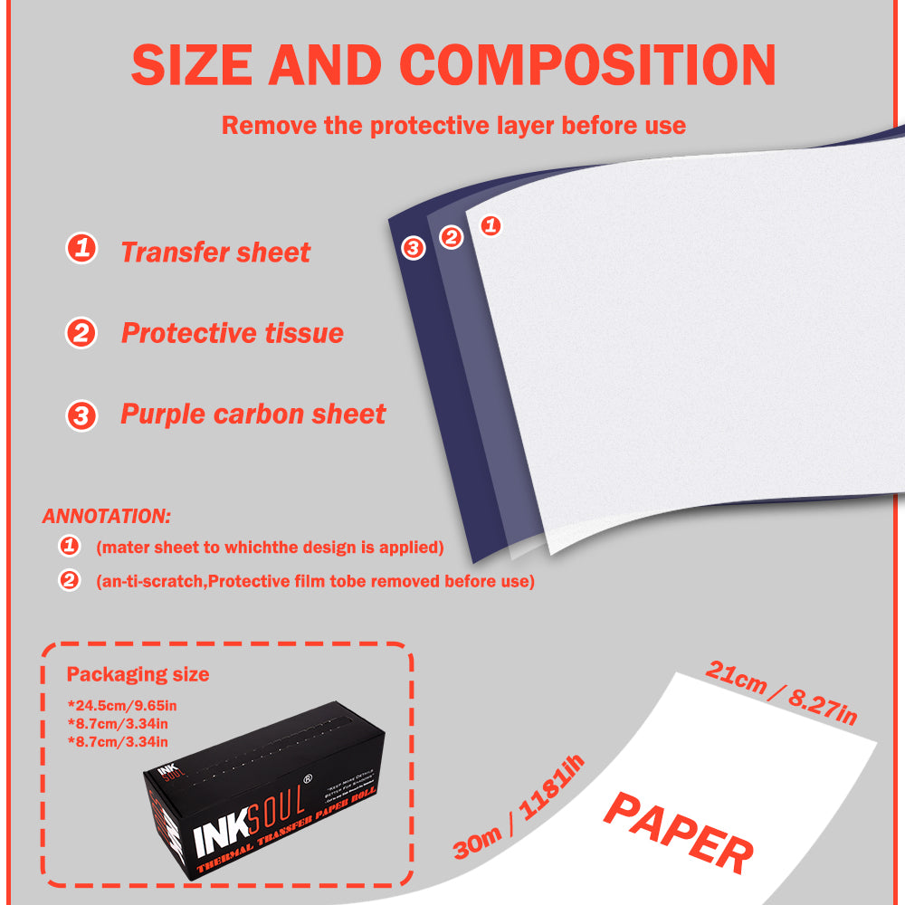 INKSOUL® Tattoo Stencil Paper Roll 210mm*30M