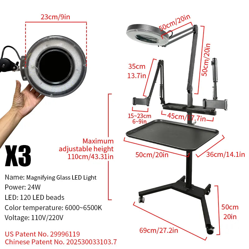 TAIDU PROMOTION MULTI-FUNCTIONAL DOUBLE HOLDER TATTOO BENCH WITH LIGHT
