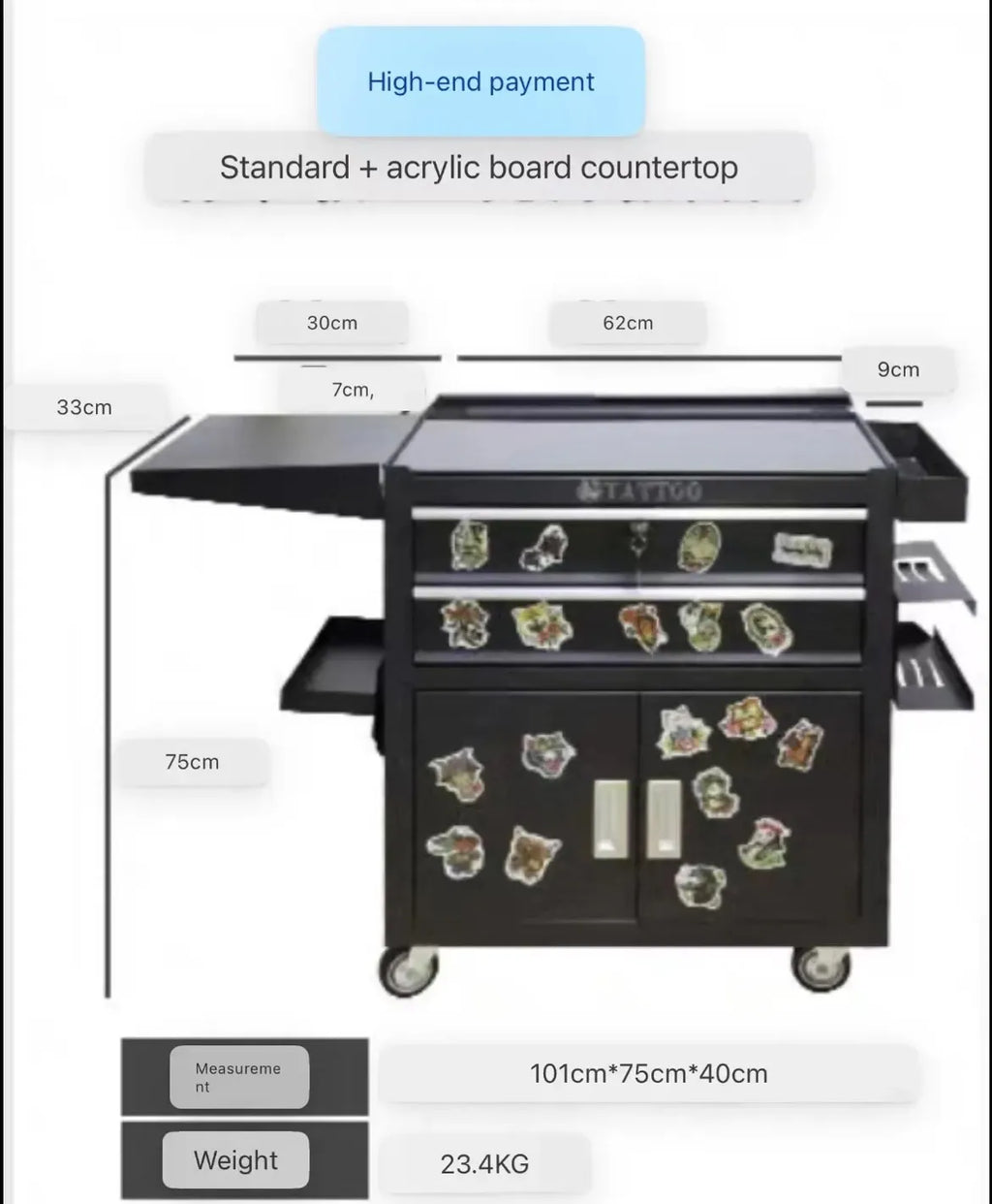 Multifunctional tattoo tool workbench tool car